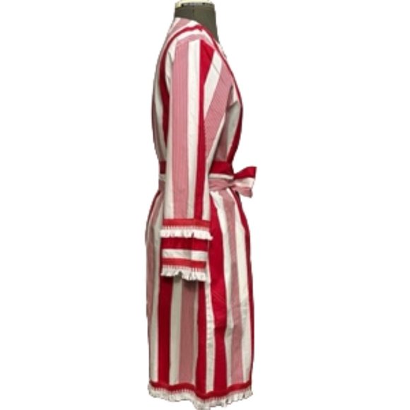 J. CREW Red And White Shirt Dress Tassel Hemline - Picture 2 of 16